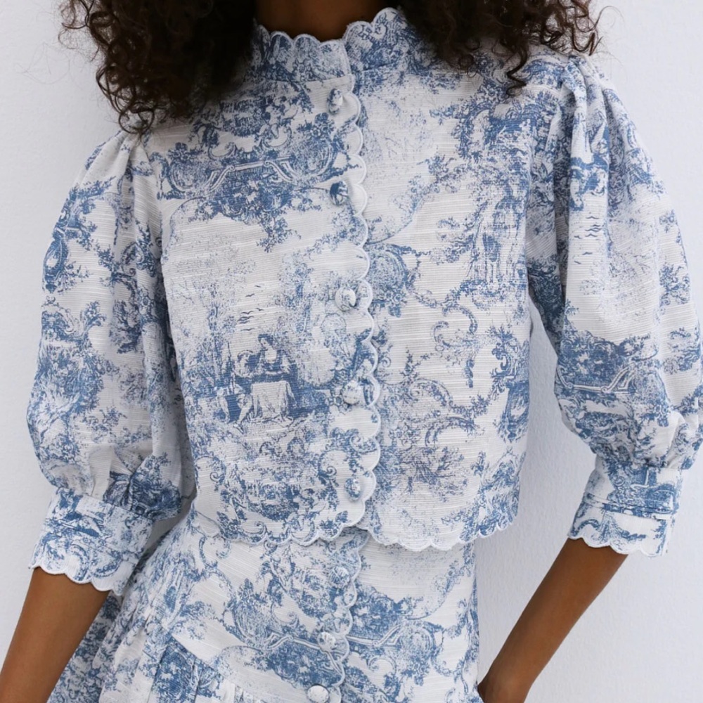Vita Grace Kelsy Scalloped Textured Blouse